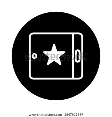 Iconic digital representation displaying a star on a sleek tablet device against a solid background with minimalism design