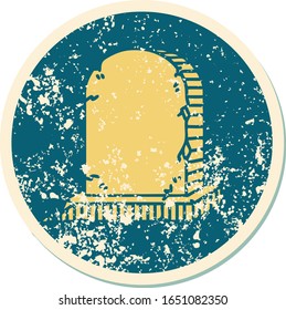 iconic distressed sticker tattoo style image of a grave stone