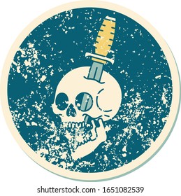 iconic distressed sticker tattoo style image of a skull