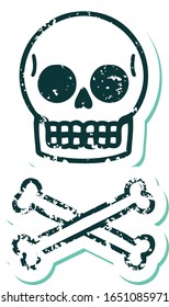 iconic distressed sticker tattoo style image of a skull