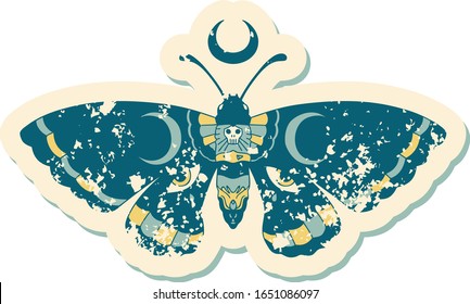 iconic distressed sticker tattoo style image of a moth