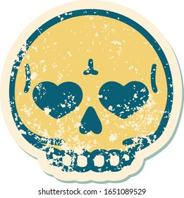 iconic distressed sticker tattoo style image of a skull