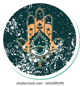iconic distressed sticker tattoo style image of a hamza