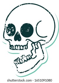 iconic distressed sticker tattoo style image of a skull