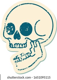 iconic distressed sticker tattoo style image of a skull