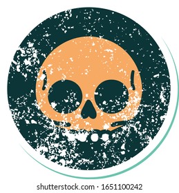 iconic distressed sticker tattoo style image of a skull
