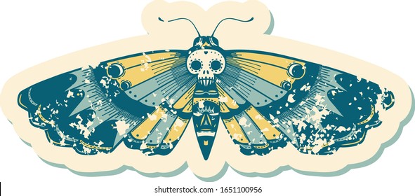 iconic distressed sticker tattoo style image of a deaths head moth