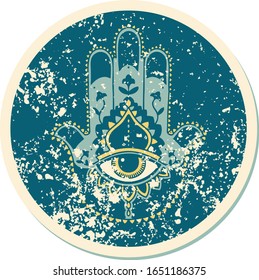iconic distressed sticker tattoo style image of a hamza