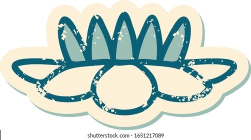 iconic distressed sticker tattoo style image of a lily pad flower