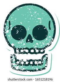 iconic distressed sticker tattoo style image of a skull
