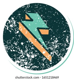 iconic distressed sticker tattoo style image of lighting bolt