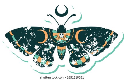 iconic distressed sticker tattoo style image of a moth