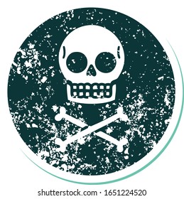iconic distressed sticker tattoo style image of a skull