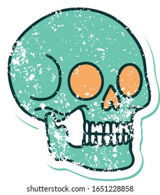 iconic distressed sticker tattoo style image of a skull
