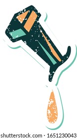 iconic distressed sticker tattoo style image of iron nail