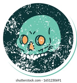 iconic distressed sticker tattoo style image of a skull
