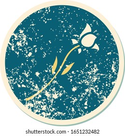 iconic distressed sticker tattoo style image of a lily