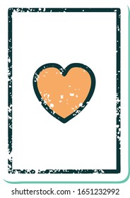 iconic distressed sticker tattoo style image of the ace of hearts
