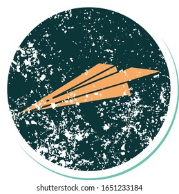 iconic distressed sticker tattoo style image of a paper airplane