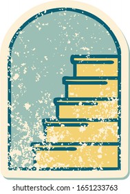 iconic distressed sticker tattoo style image of a doorway to steps