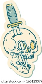 iconic distressed sticker tattoo style image of a skull