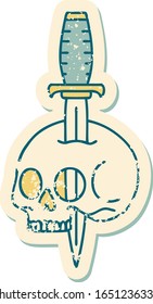 iconic distressed sticker tattoo style image of a skull