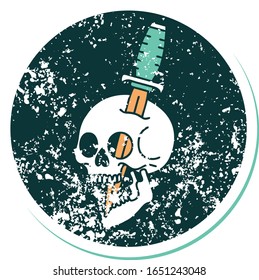 iconic distressed sticker tattoo style image of a skull