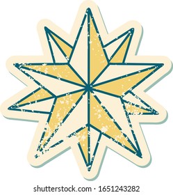 iconic distressed sticker tattoo style image of a star
