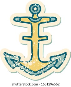 iconic distressed sticker tattoo style image of an anchor