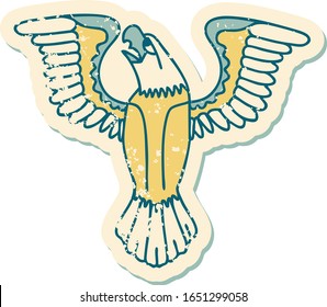 iconic distressed sticker tattoo style image of an american eagle