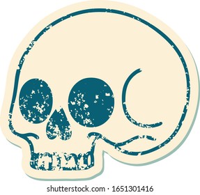 iconic distressed sticker tattoo style image of a skull
