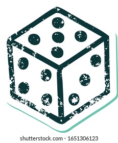 iconic distressed sticker tattoo style image of a dice