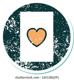 iconic distressed sticker tattoo style image of the ace of hearts