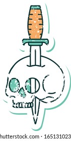 iconic distressed sticker tattoo style image of a skull