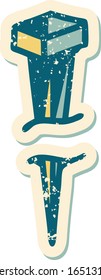 iconic distressed sticker tattoo style image of iron nail