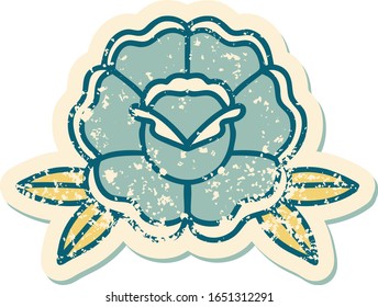 iconic distressed sticker tattoo style image of a flower