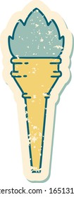 iconic distressed sticker tattoo style image of a lit torch