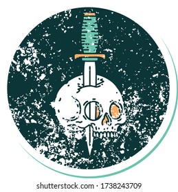 iconic distressed sticker tattoo style image of a skull