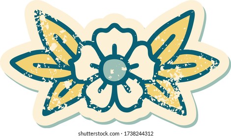 iconic distressed sticker tattoo style image of a flower