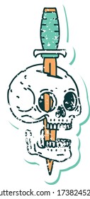 iconic distressed sticker tattoo style image of a skull