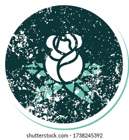iconic distressed sticker tattoo style image of a single rose