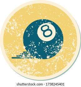 iconic distressed sticker tattoo style image of 8 ball