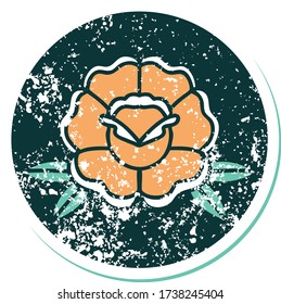 iconic distressed sticker tattoo style image of a flower
