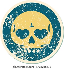 iconic distressed sticker tattoo style image of a skull