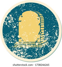 iconic distressed sticker tattoo style image of a grave stone