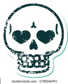 iconic distressed sticker tattoo style image of a skull