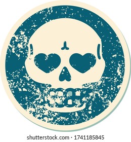 iconic distressed sticker tattoo style image of a skull