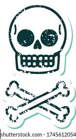 iconic distressed sticker tattoo style image of a skull