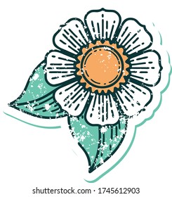 iconic distressed sticker tattoo style image of a flower