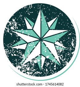 iconic distressed sticker tattoo style image of a star